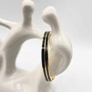 Monet Gold Tone and Black Enamel Bangle Bracelet